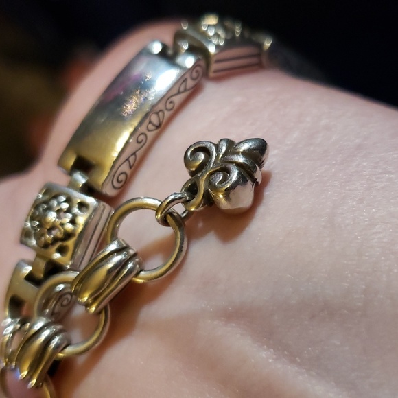 💕Brighton Tribeca Silver Plated Bar Heavy Linked Bracelet w/ Filagre Design - Picture 8 of 10